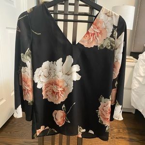 V-neck floral blouse